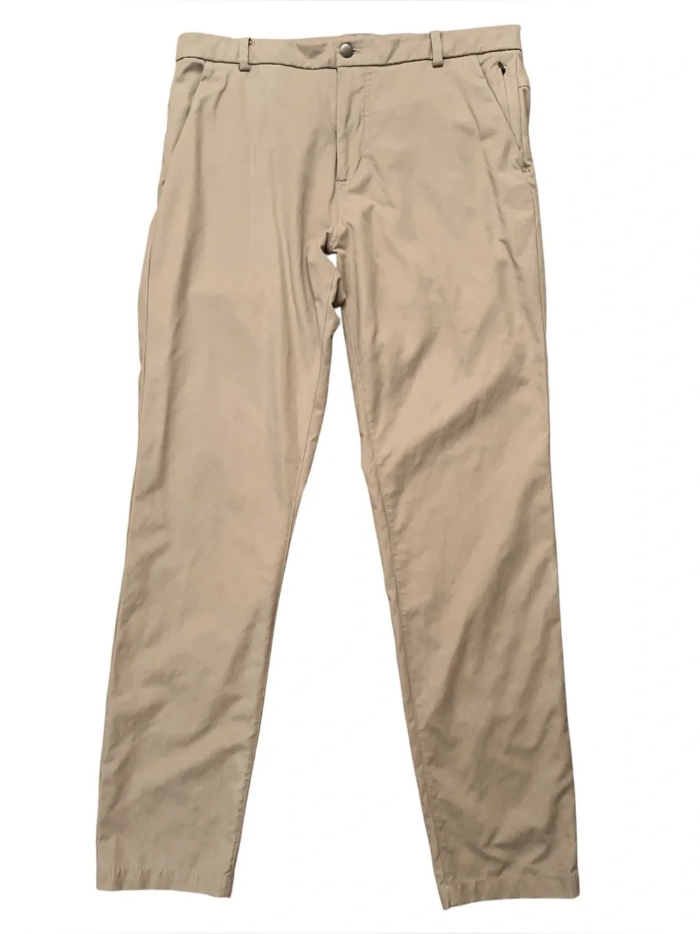 Lululemon Commission Pants Mens Size 36 Slim Fit 5-Pockets Stretch Beige
